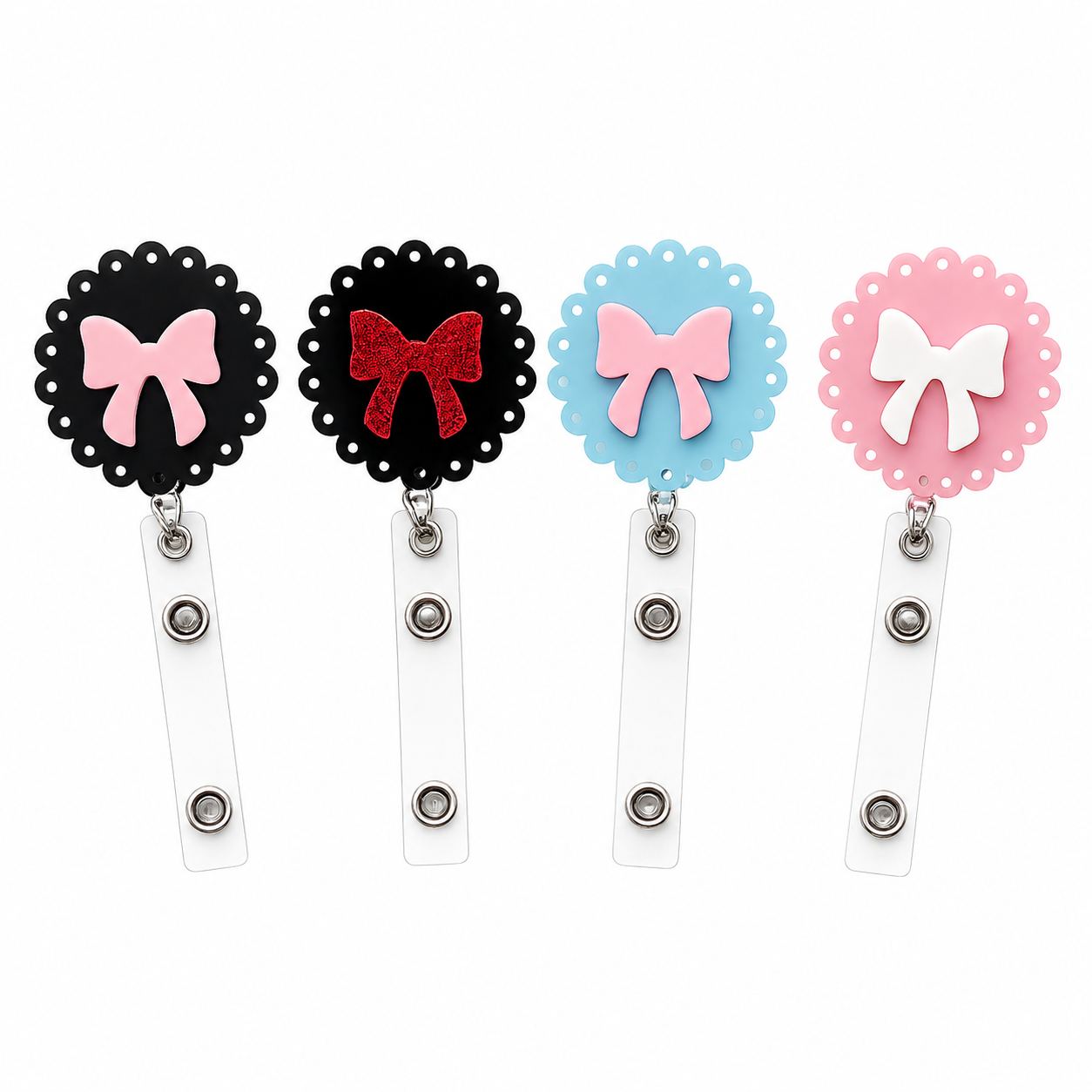 Badge Bow Reel | Premium Acrylic Retractable ID Badge Holder with Alligator Clip