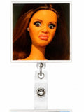 Funny Expression Badge Reel | Sassy Doll Face Retractable ID Badge Holder | Cute Nurse, Teacher & Office Badge Reel